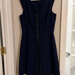 Banana Republic Navy Sleeveless V-Neck A-Line Midi Dress